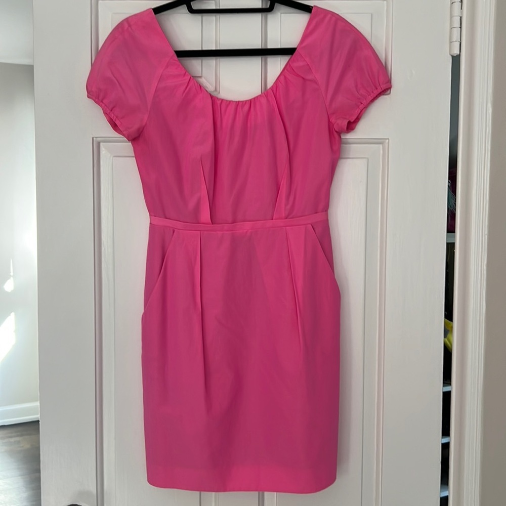 J. Crew hot pink satin/cotton dress, size 2